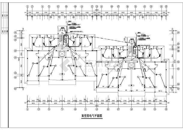 住宅楼cad电气平面图砖混结构高级住宅楼建筑电气cad施工设计图