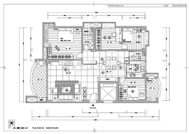 上海现代简约140平米豪华舒适四室两厅装修设计cad施工方案图图片1