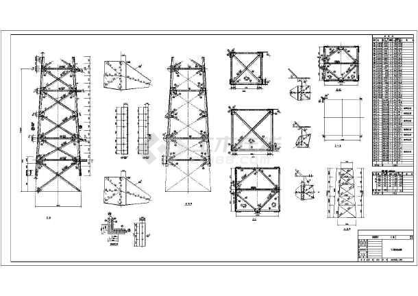 输电线路tjt铁塔钢结构施工设计cad布置方案详图