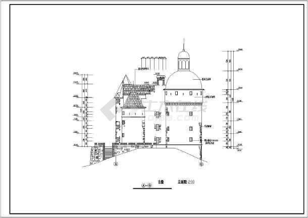 非常详细的古城堡建筑设计cad详图