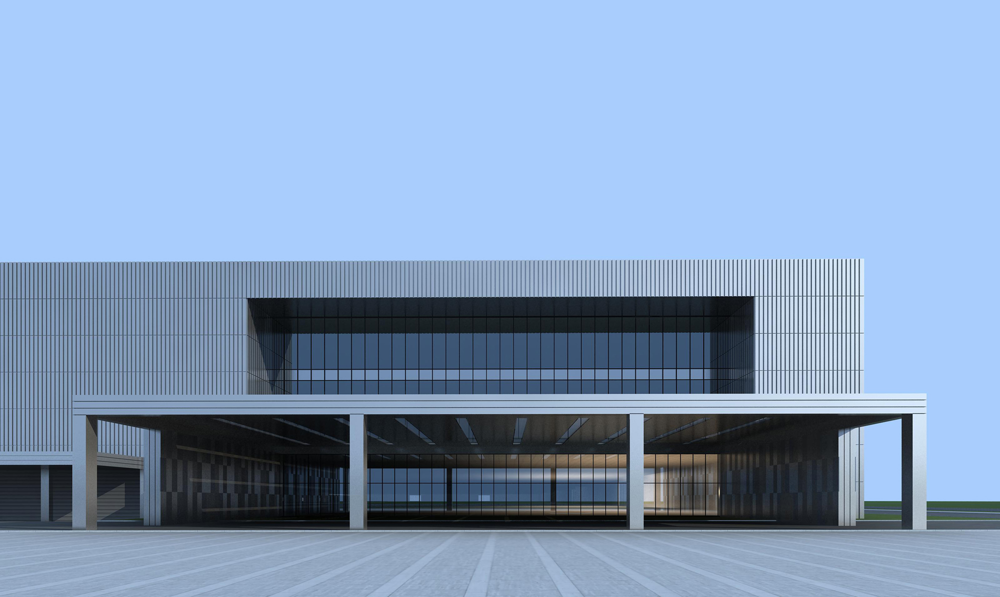 现代厂房工业楼建筑3d模型下载