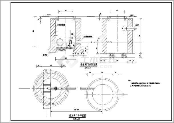 供水分水井排水井排气井水表井设计cad图纸