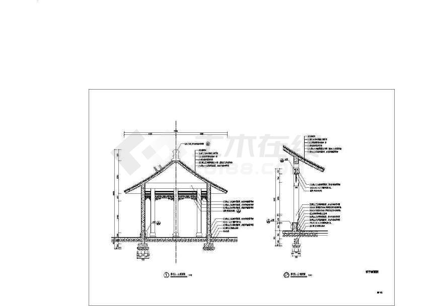 详细中式圆形亭子cad设计施工图