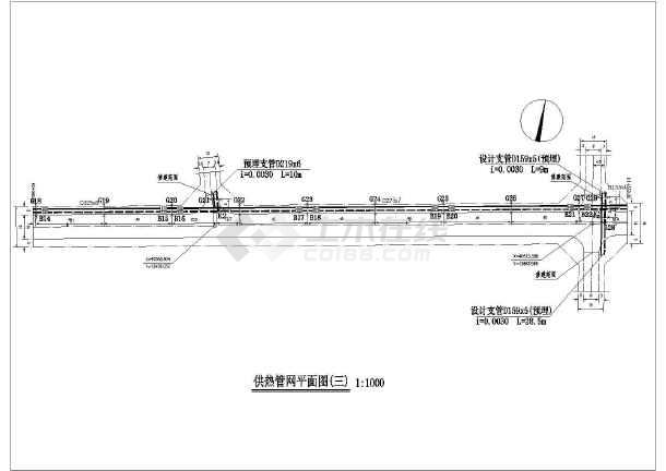 某地区大型供热管网平面及断面设计图