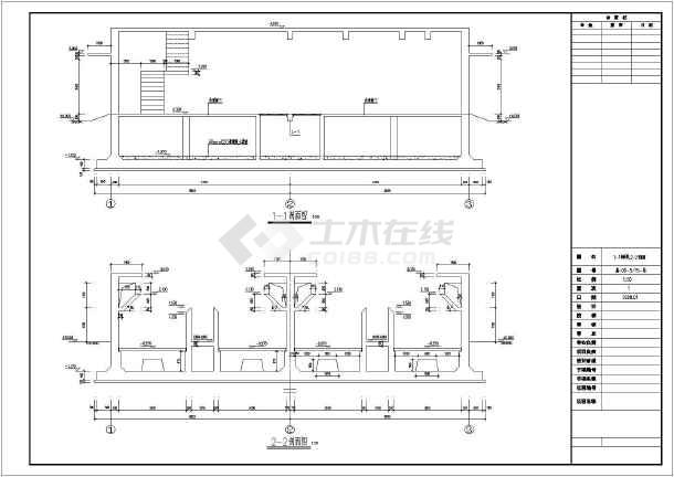 某地区v型滤池建筑结构cad施工图