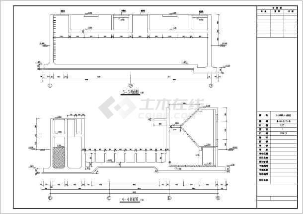 某地区v型滤池建筑结构cad施工图