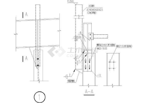 某工程抗风柱节点设计详图(发明专利)_cad图纸