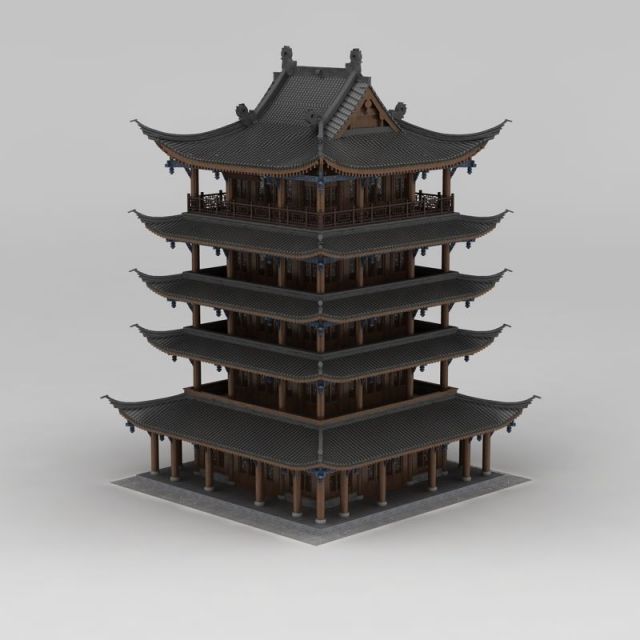 图库 模型 3dmax模型(3dmax模型下载)  建筑模型  古建塔楼3d模型下载