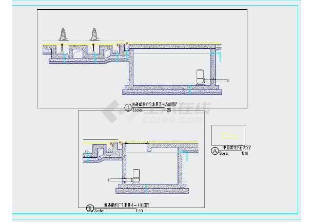 镜面水景做法大样cad图纸