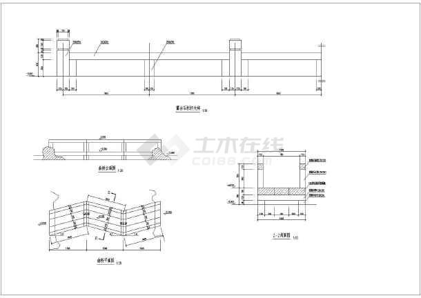 经典样式古桥详细构件施工cad图
