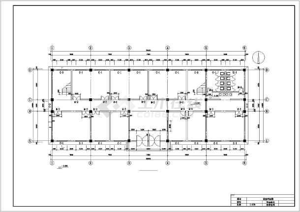 【毕业设计】七层4119平米框架办公楼建筑结构图,内容包括:二层平面图