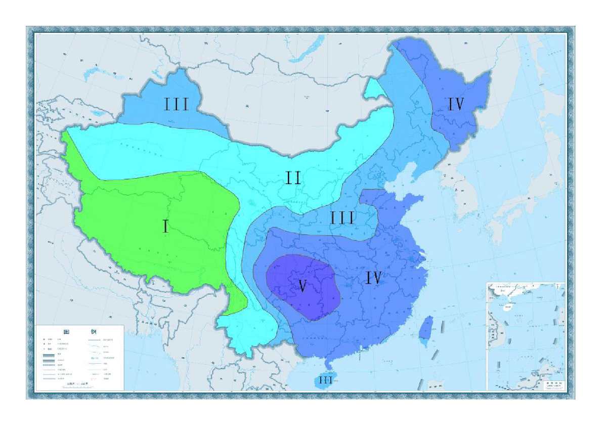 中国光气候分区图采光设计必备