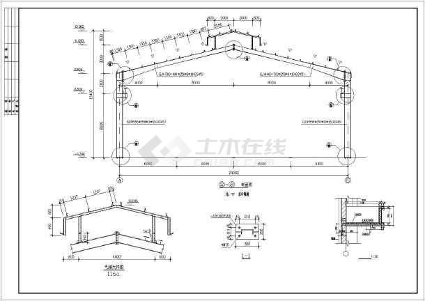 某跨门式刚架轻型房屋钢结构厂房整套设计施工图