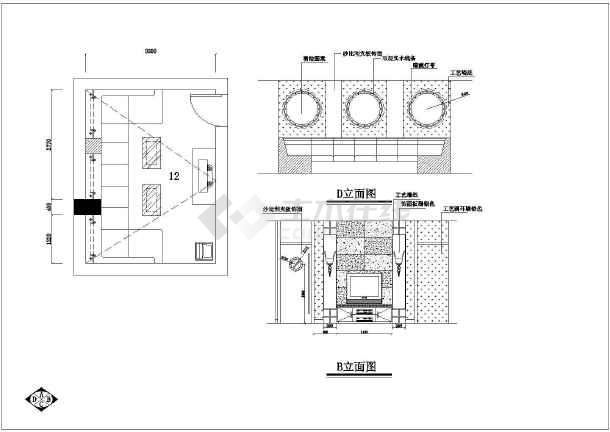 某高档ktv包间cad室内装修施工设计立面图