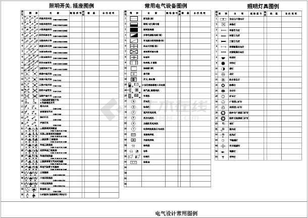 电气照明开关插座照明灯具设计标准图例