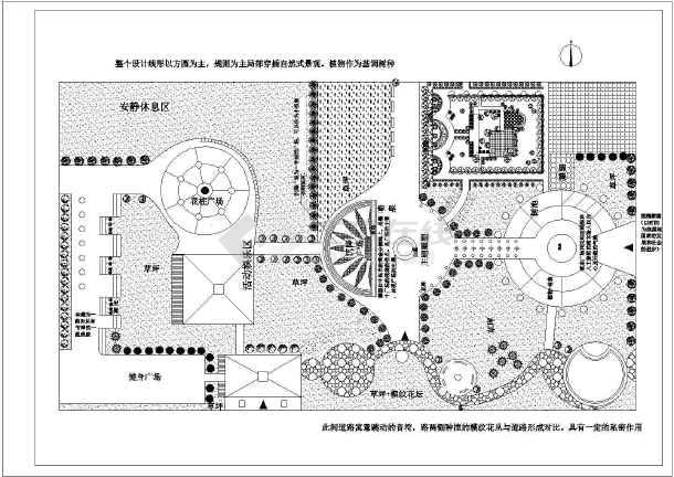 某小型广场公园景观设计cad平面图