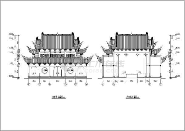 本图纸为:古建筑祠堂戏台设计方案cad图纸