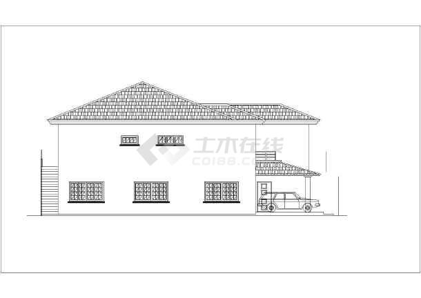 二层坡屋顶别墅建筑施工图立平面图图纸