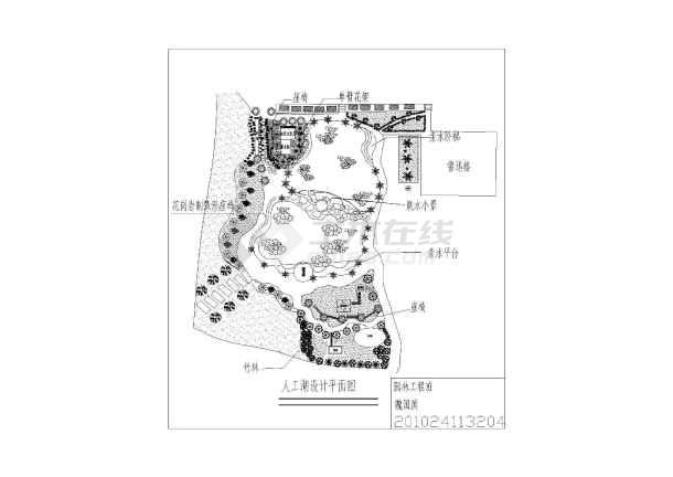 某处校园人工湖建设cad设计图纸