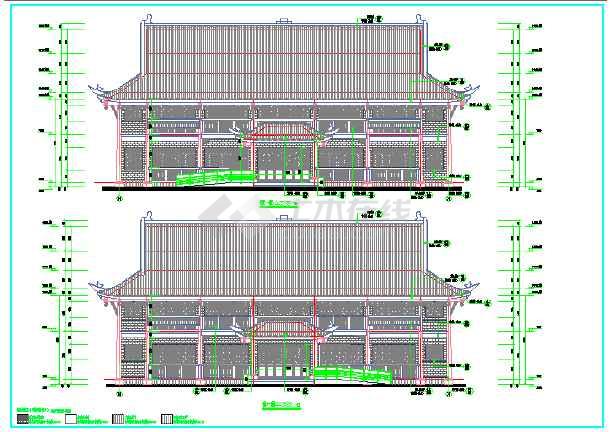 某地区大型仿古建筑施工设计图纸(含效果图)图片1