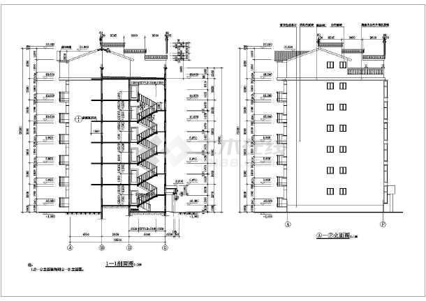 本图纸为:某地六层小区居民楼详细建筑设计图,内容包括:底层平面图