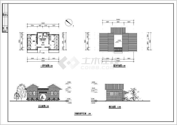 某尖顶公共厕所建筑cad方案设计图纸