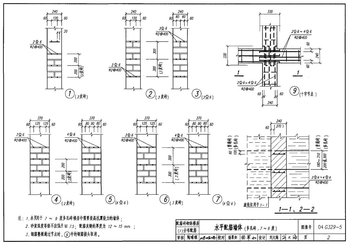 04g329-5建筑物抗震构造详图(配筋砖砌体楼房)