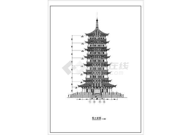 某地区七层塔全套建筑设计使用图纸