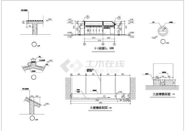 小型公共厕所建筑cad详细施工图