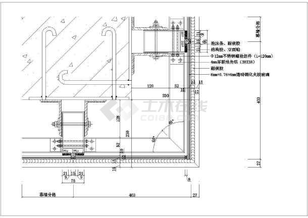 某高层建筑玻璃幕墙详细施工详细设计图纸