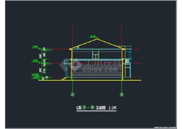 某创业农庄l型别墅建筑cad图纸