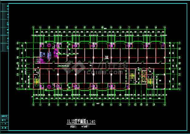 12层的学生宿舍楼建筑设计施工cad方案图