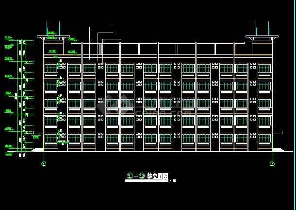 本资料为:某中学宿舍楼建筑cad设计施工图纸,包含:平面图,立面图