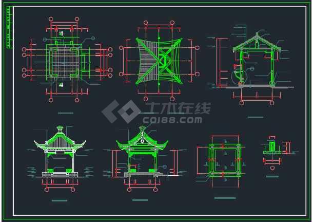 南京某地古建长廊建筑cad施工图