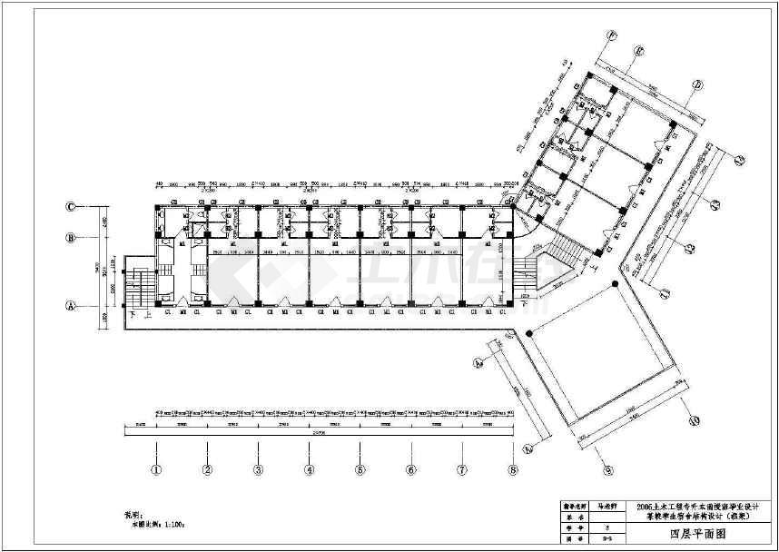 某学校y字形七层框架宿舍楼建筑平面图