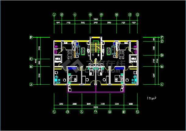 住宅楼建筑设计cad户型标准层平面图