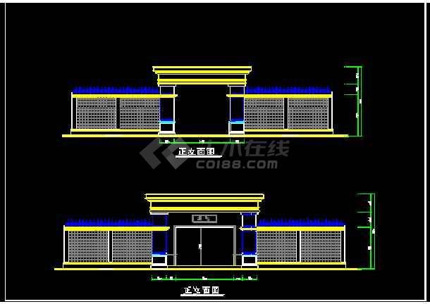 某8种大门建筑装修cad平面,立面设计图