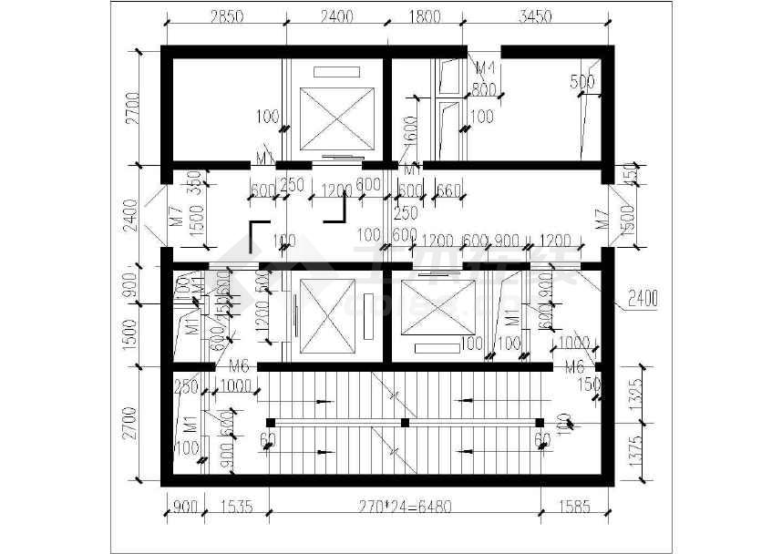 简单实用的几种高层办公楼核心筒建筑设计图(标注详细