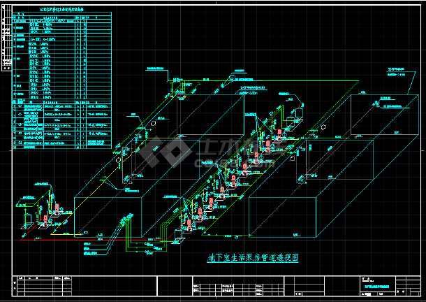 本图纸为某小区生活水泵房给排水设计cad图,内容包括:地下室水泵房