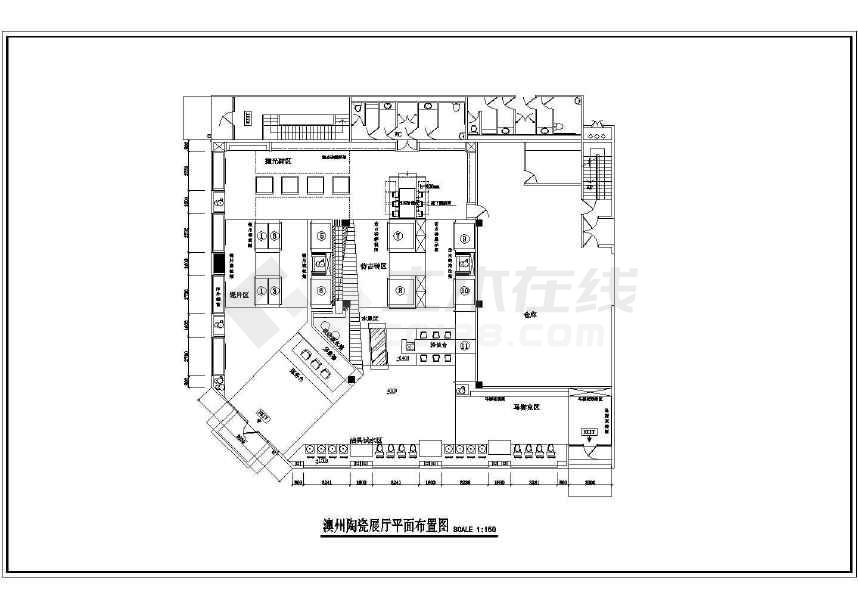 某地小型陶瓷展厅装修施工图共二十一张