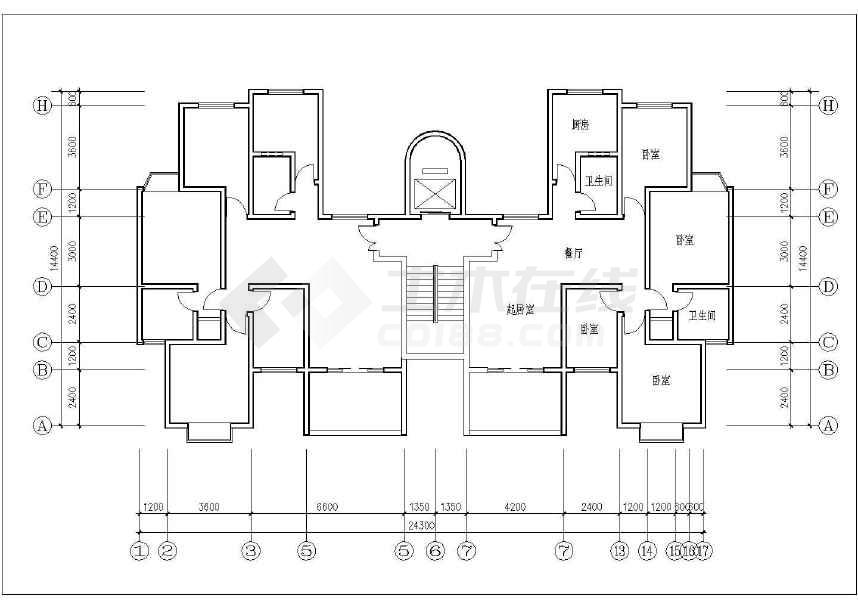 86套小区住宅户型平面图 (标注详细)