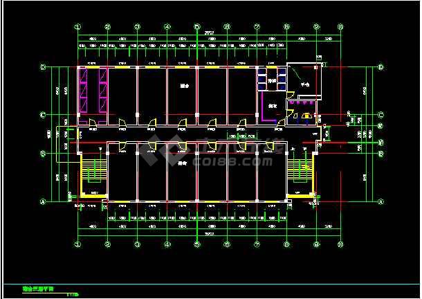 南方某宿舍楼建筑cad设计施工平面图图片3