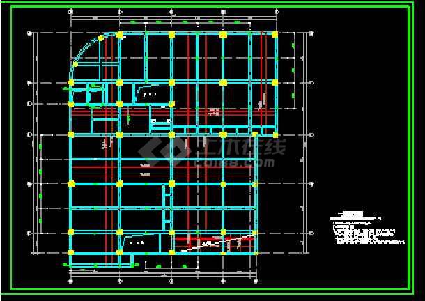 某框架结构商厦结构设计cad平面图