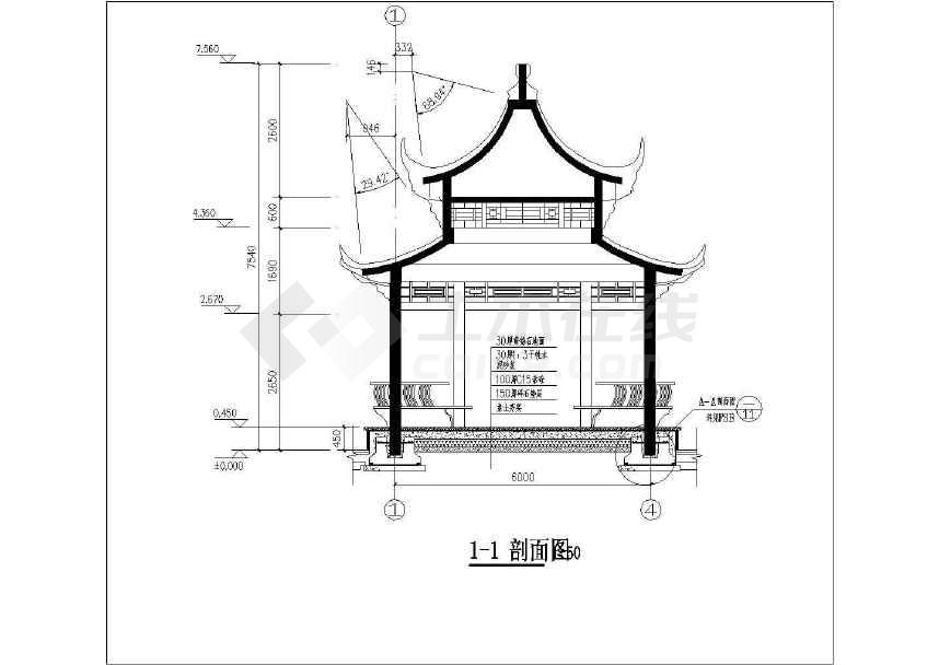 一比较详细实用的古建六角亭设计图纸