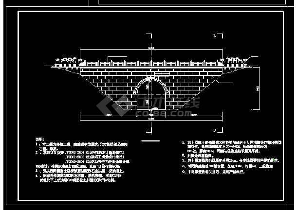 单桥洞石拱桥修复工程cad设计施工大样图