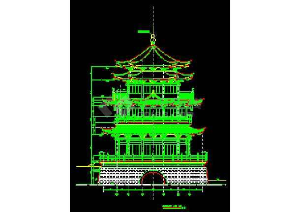 某地文昌阁建筑施工设计cad图纸