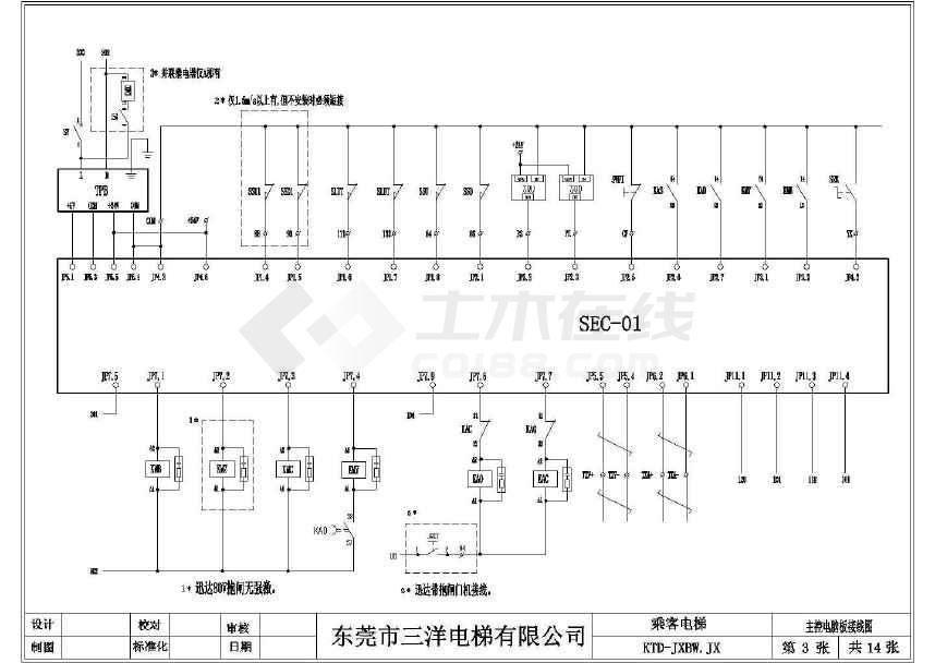 详尽的某品牌电梯电气原理图cad图纸