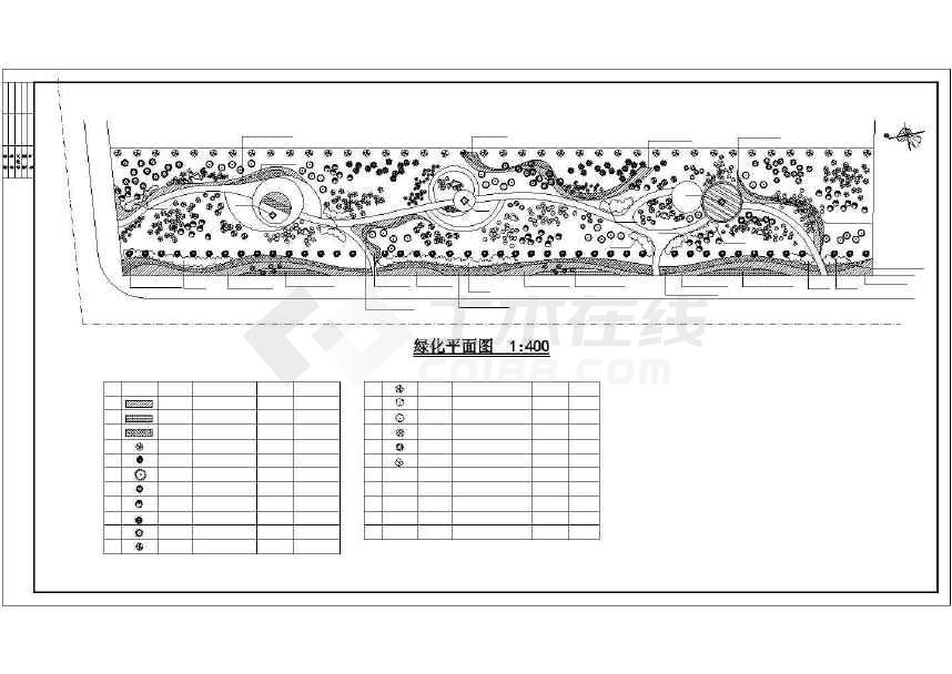 比较小型简单的道路旁绿化园林施工图