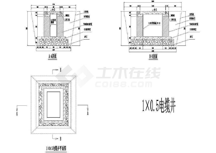 详细的标准电缆井施工图纸(全套)