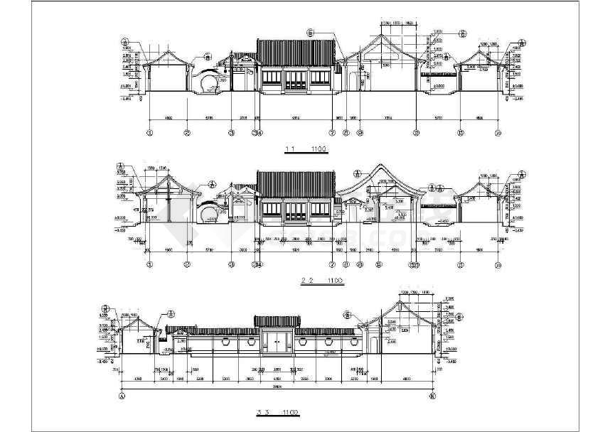 标注十分详细的四合院建筑施工图纸